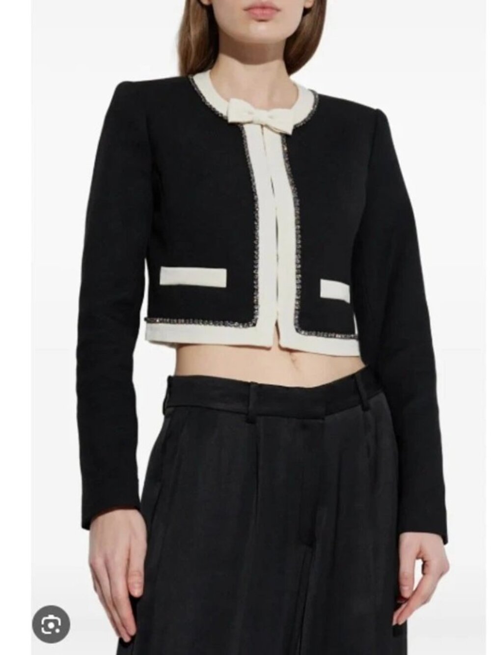 $595 NWT Loveshack Fancy Ralphette Embellished Bow Jacket Black Sz 10
